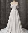 Lakshmigown Strapless Plus Size Wedding Dresses Flowers Lace Appliques Pleat Zipper Wedding Gown for Women Side Slit Customized