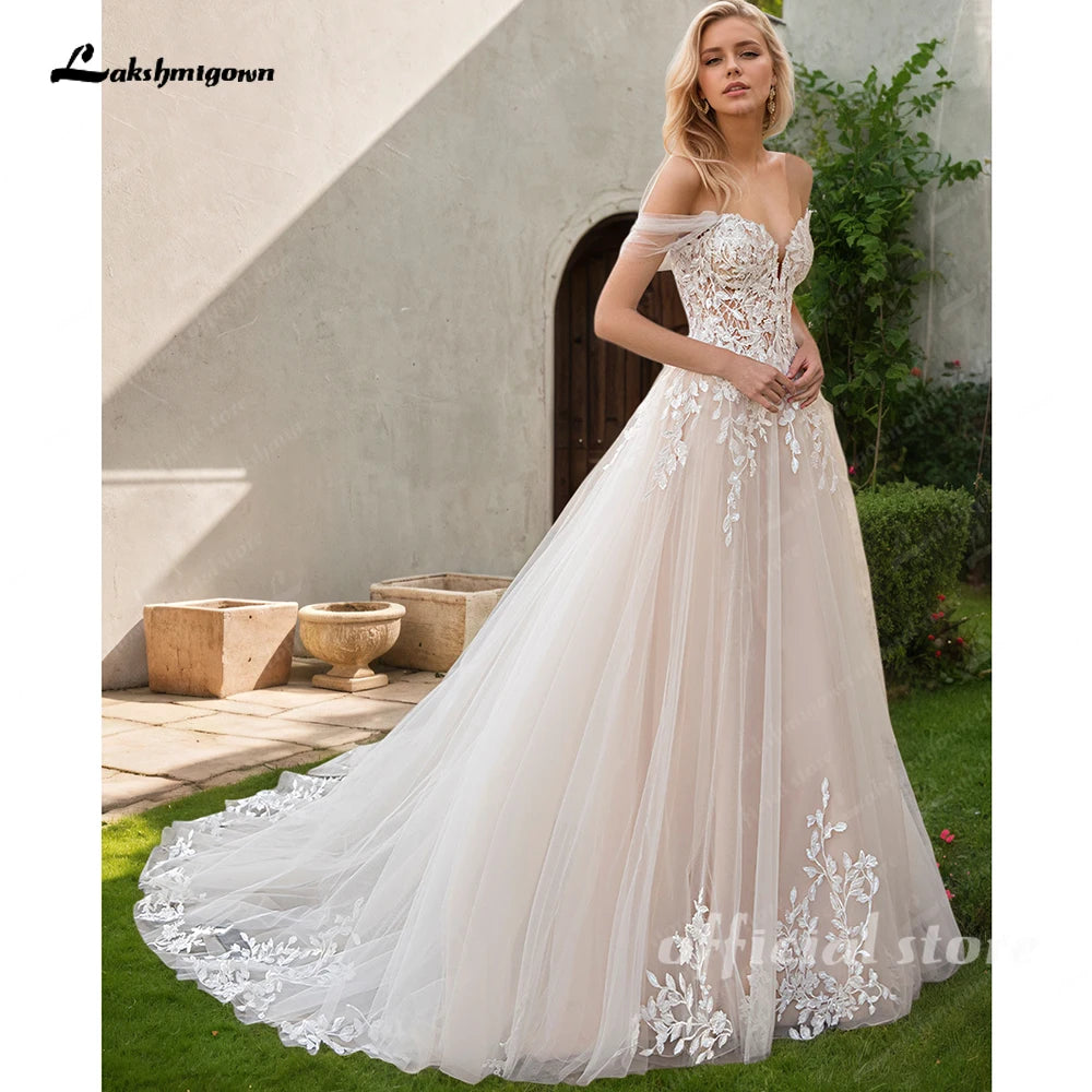 Lakshmigown Vinatge Off Shoulder Sweetheart Wedding Dress 2025 Wedding Party Dress Customized vestido para boda playa