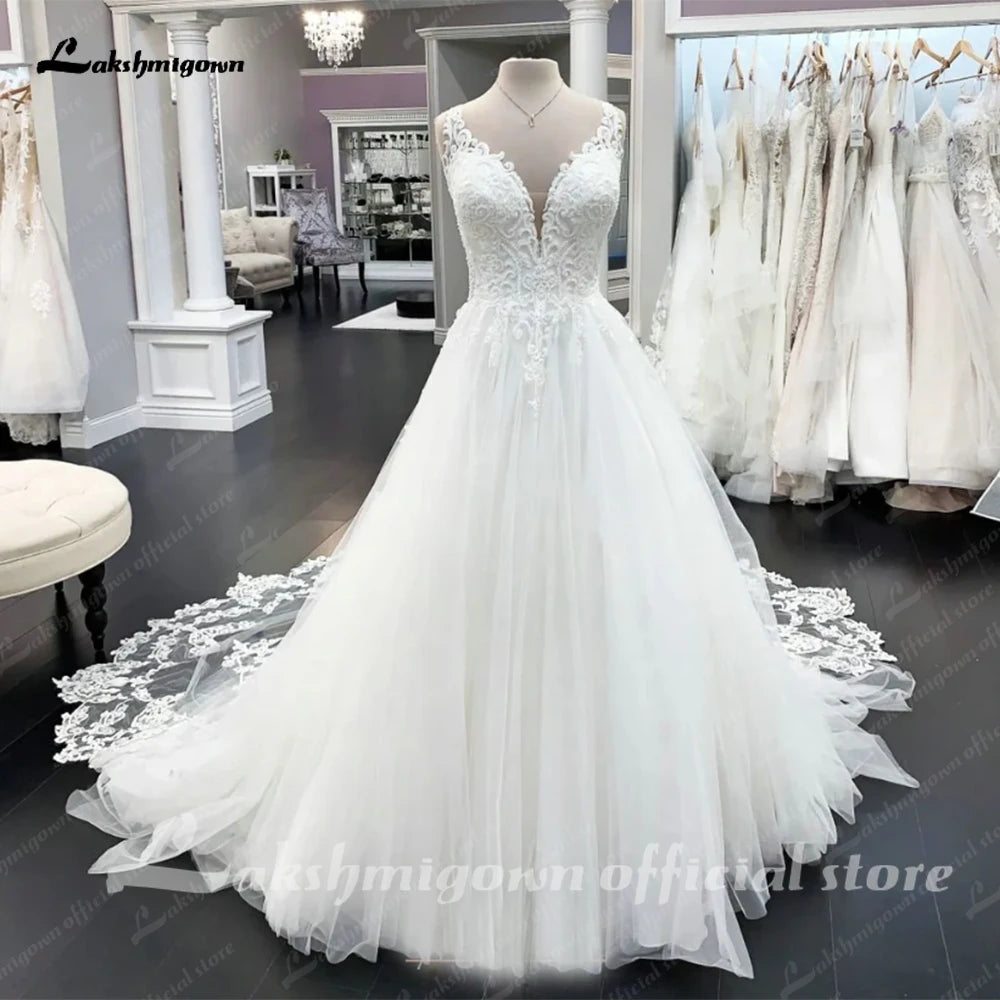 Lakshmigown A Line Wedding Dress 2026 Lace Appliques Bridal Gown Court Train Vestidos De Novia  Customized