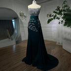 Serene Hill Customized Nude Strapless Mermaid High Split Evening Dresses with Skirt Beaded Party Gowns For Women 2025 DLA72135