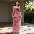 Serene Hill Pink Strapless A Line Evening Dress 2025 Two Piece Elegant Party Gowns for Women DLA73207 Customized