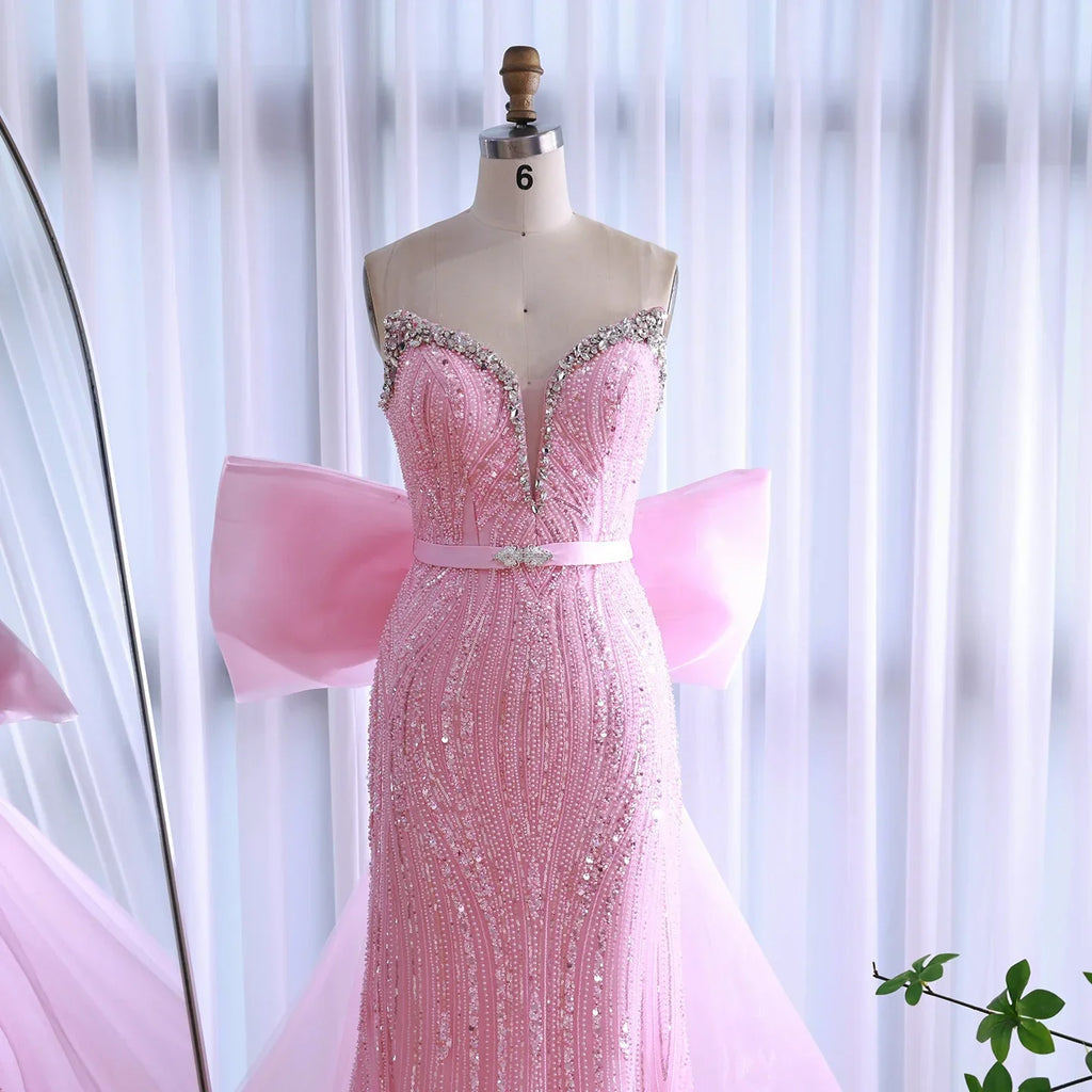Abito da Sera con Fiocco Rosa di Lusso Dubai LA73061A