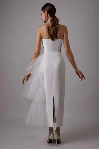 NumberSea Kurzes Boho-Brautkleid mit Falten, Tüll, Satin, Brautkleid, Vestido De Noiva, Hochzeitspartykleid 