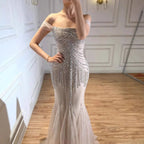 Serene Hill 2026 Nude Off Shoulder Mermaid Beaded Evening Gowns Wedding Party Dresses for Women DLA73214 Customized