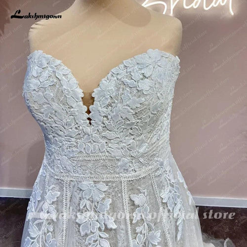 NumberSea Abito da Sposa con Glitter per Donna Scollatura a Cuore 2025 Sfarzoso Abito da Sposa Boho Applicazioni di Pizzo vestiti da donna