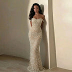 Serene Hill Pearl Beaded Off Shoulder Mermaid Evening Gown High-end Formal Occasion Party Dress Kosov Customized DLA73395A