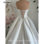 Lakshmigown Strapless A-Line Mikado Satin Wedding Dress Elegant Lace-up Back Floor Length Modern Bridal Gown Customized