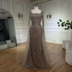 Serene Hill 2026 Dubai Pink Mermaid Long Evening Dress with Beaded Cape Gown for Wedding Occasion DLA72400A Customized