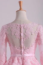 Vestidos para mães de noivas com meia manga evasé e aplicações de tule