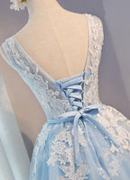 Runder Ausschnitt Kurzes Tüll Homecoming-Kleid Partykleid mit Applikationen Spitze PG137