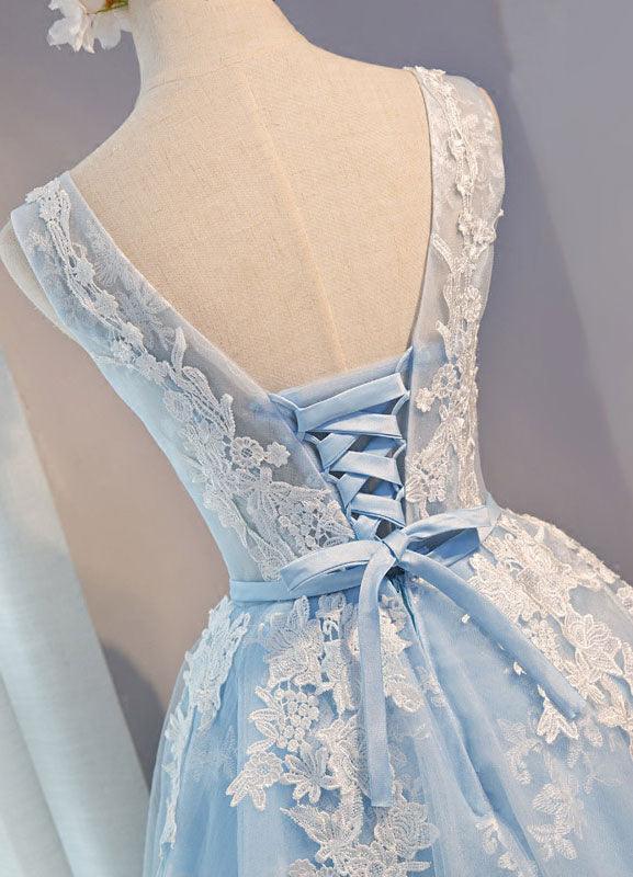 Runder Ausschnitt Kurzes Tüll Homecoming-Kleid Partykleid mit Applikationen Spitze PG137