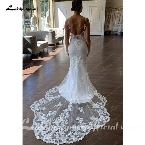 NumberSea Robe de mariée sirène sexy en crêpe pour mariée 2025 Vestidos De Noivas Bretelles spaghetti robes de mariée plage bohème pour femmes