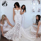 VeraNova Mermaid Wedding Dress Sweetheart Lace Appliques Flowers Bride Gown Elegant Beach Boho Bride Dress Sexy Customized
