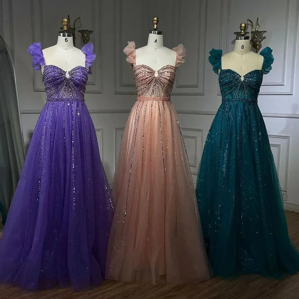 Serene Hill Purple Sleeveless A-Line Beaded Evening Prom Dresses 2025 Elegant Party Gowns for Women DLA72324 Customized rts