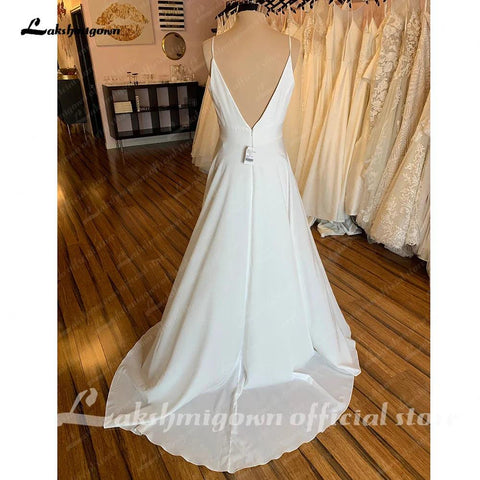 NumberSea Einfache Brautkleider 2025 Neue Ankunft V-ausschnitt Lange Braut Kleid Hohe Qualität Zipper A-linie Elegante Brautkleid 