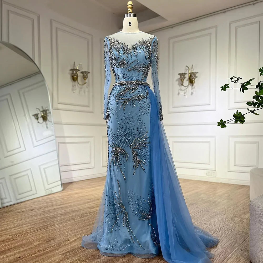 Serene Hill Caramel Mermaid Evening Dresses With Beaded Skirt And Lace-up Detail For Wedding Party 2025 DLA72376 Customized