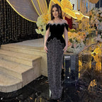 Serene Hill Black Off Shouder Mermaid Beaded Evening Dresses 2025 Women Party Gowns for Formal Occasion DLA73206 Customized