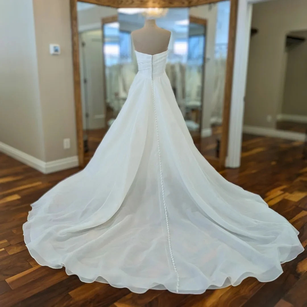 Lakshmigown Soft Organza Satin Wedding Dresses V Neck Customized Vestidos Elegant Long Beach Bridal Gowns Customized