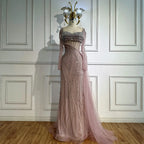 Serene Hill Nude Long Sleeves Beaded Evening Dresses with Skirt 2025 Party Gowns for Formal Occasion DLA72812 Customized