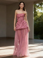 Serene Hill Pink Strapless A Line Evening Dress 2025 Two Piece Elegant Party Gowns for Women DLA73207 Customized