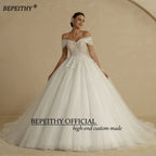 BEPEITHY Customized Plus Size Princess Wedding Dresses 2026 For Bride Off Shoulder Sleeveless Women Glitter Ball Bridal Gown