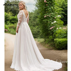 Lakshmigown Plus Size Long Sleeves Wedding Dress with Cape For Woman A Line Lace Appliques Vestidos De Casamento Customized