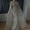 Serene Hill Caramel Mermaid Beaded Evening Dresses with Cape Sleeve Elegant Party Gowns for Women DLA72775 Customized