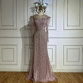 Serene Hill 2025 Pink Luxury Mermaid Pearls Beaded Dubai Evening Dress Gown for Formal Events DLA72826 Customized