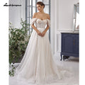 Lakshmigown Luxury Boat Neck Bohemian Wedding Dress Off-the-shoulder Draped Open Back Floor Length Wedding Gowns Customized
