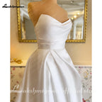 Lakshmigown Pleat Sweetheart A Line Wedding Dresses 2026 Side Slit  Vestido De Noiva Satin Women Bridal Dress Robe De Mariage