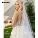 Lakshmigown Unlined Bodice FLowy A Line Tulle Wedding Dress With V Neck Bridal Gown Beach Bridal Gown Customized Robe De Mariee