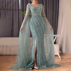Serene Hill Turquoise Beaded Sweetheart Mermaid Evening Gown Overskirt Dubai Party Dresses for Women 2025 DLA72314 Customized