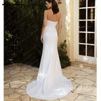 Lakshmigown Mermaid Wedding Dresses with Detachable Train Strapless Sleeveless Pleat Backless Sweep Train Vestidos Customized