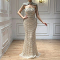 Serene Hill Luxury Beaded Mermaid Evening Dress Elegant Crystal Tassel Cape Celebrity Party Gown Vestidos Customized DLA73450A