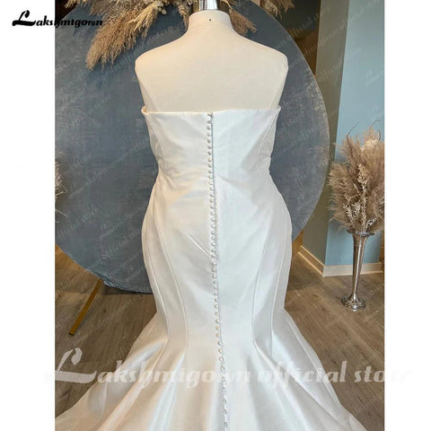 Vestido de noiva plus size em cetim mikado estilo sereia para mulher, 2025, elegante, estilo boho, para praia 