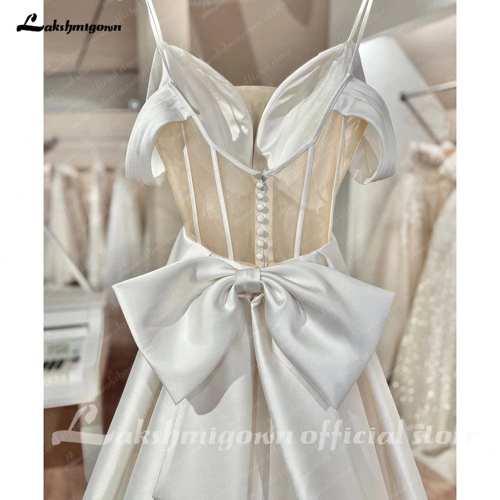 Lakshmigown Luxury Wedding Dresses Women's A Line Sexy Off Shoulder Sweetheart Princess Bridal Gowns Satin Vestidos Customized