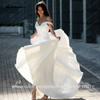 Lakshmigown Pleat Beading A-Line Wedding Dress Strapless High Slit Off The Shoulder Backless Bridal Gown Vestidos De Customized