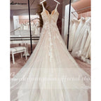 Lakshmigown Sexy Beach Wedding Dresses Illusion Appliques Boho Bride Dresses Open Back A-Line Tulle Bridal Gowns Robe De Mariee