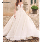 Lakshmigown Off The Shoulder Crepe Satin A-Line Bridal Gowns For Formal Party Floor Length Wedding Dress Vestidos Customized