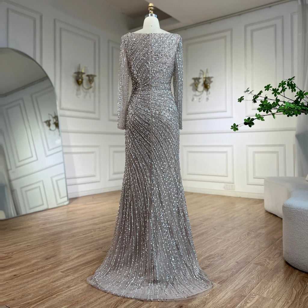 Serene Hill Silver Beaded Mermaid Evening Dress with Detachable Skirt Formal Party Gown 2025 For Women DLA71618L Customized