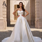 LelaAcra Sleeveless Satin A-Line Wedding Dress 2026 Sweetheart Backless Princess Bride Gown SM184 Plus Size Vestido De Noiva