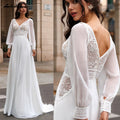 Lakshmigown Beach Wedding Dresses with Dectach Puffy Long Sleeve Vestito Donna Sexy Chiffon Boho Bridal Gowns Customized