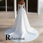 Ruhair Fashion Sweetheart Wedding Dresses Lace Appliques Off the Shoulder A-line Pleat Bridal Gown Vestido De Noiva Customised