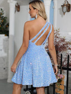 Ein Schulter Pailletten Homecoming-Kleid SYH98