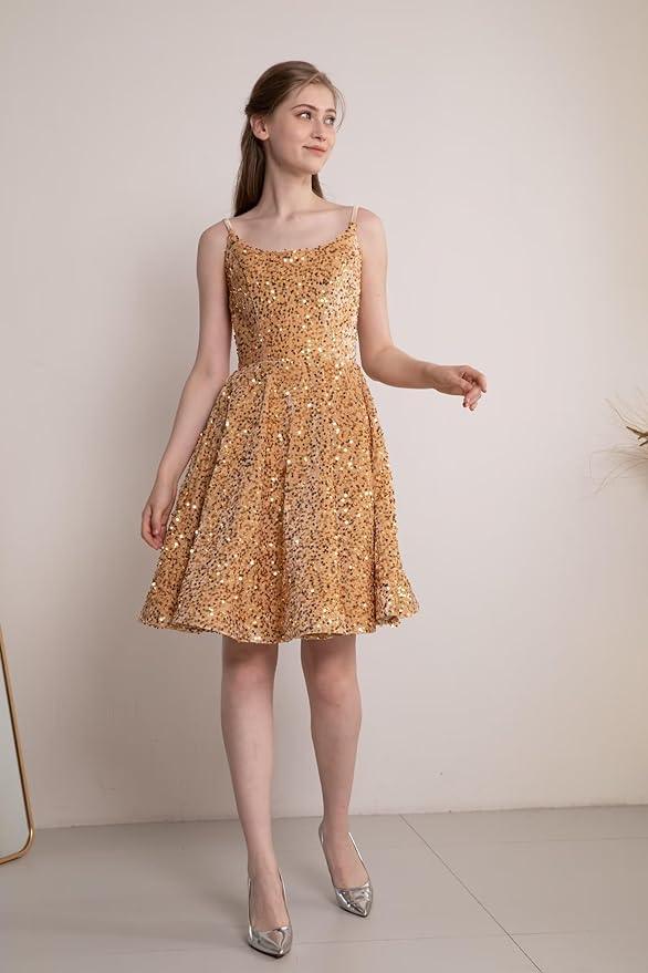 Pailletten Kurze Homecoming-Kleider für Teens Funkelnde Promkleider SYH81