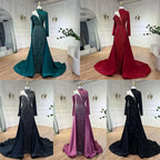 Serene Hill Arabic Green Elegant Mermaid One Shoulder Beaded Luxury Dubai Evening Dresses Gowns For Women Wedding Party LA72550