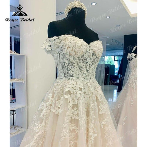 NumberSea Sexy Braut Strand Spitze Appliques Flügelärmeln Brautkleid Weg Von Der Schulter Sommer 2025 Robe Femme Boho Tüll A-linie Brautkleid 