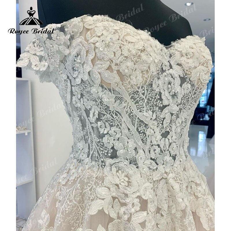 NumberSea Sexy Bridal Beach Lace Appliques Cap Sleeve Wedding Gown Off The Shoulder Summer 2025 Robe Femme Boho Tulle A Line Wedding Dress