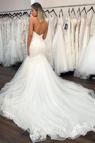 NumberSea Sexy Spitze Meerjungfrau Sweetheart Brautkleid mit Rüschen, Brautkleid, MW748