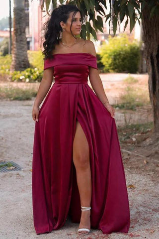 Schlichtes schulterfreies A-Linien-Ballkleid Abendkleid PSK244